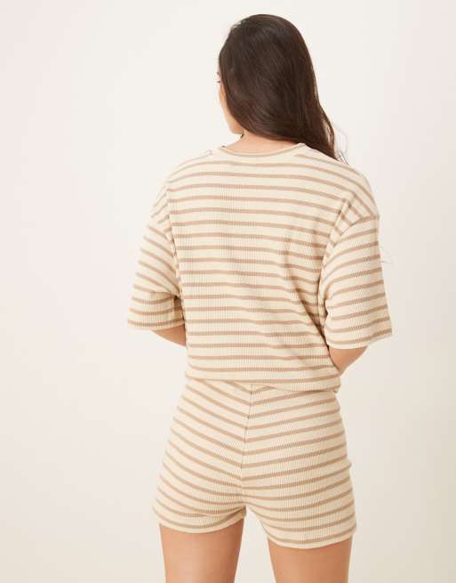 ASOS DESIGN micro shorts in textured neutral stripes