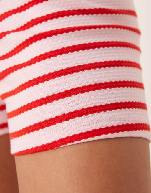 ASOS DESIGN micro shorts in textured pink stripe - part of a set