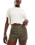 [ASOS DESIGN] ASOS DESIGN micro shorts with linen look in olive-Green 16 Olive