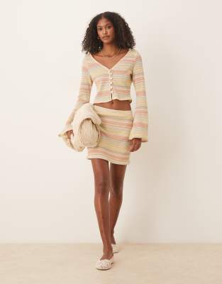 [ASOS DESIGN] ASOS DESIGN micro skirt in multi stripe (part of a set) M Multi Stripe