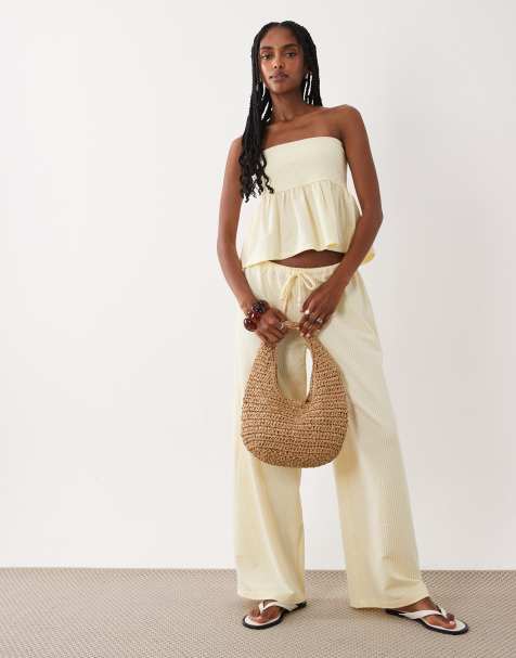 ASOS DESIGN Micro stripe co-ord in buttermilk - MULTI - view 1