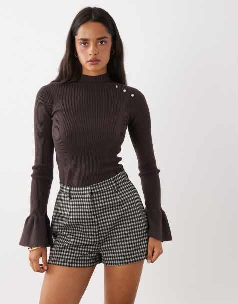 ASOS DESIGN micro tailored shorts in mono dogtooth - view 1