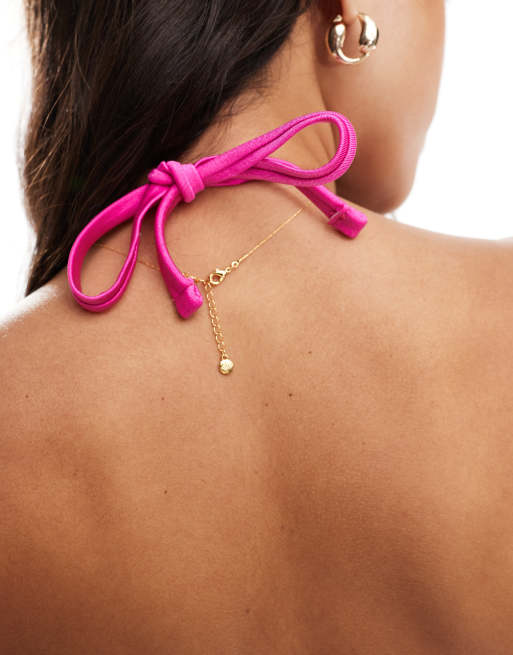 ASOS DESIGN micro triangle bikini top in hot pink , 2 of 4