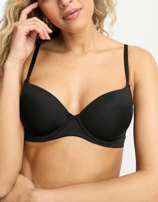 Asos Design Microfiber Molded T-shirt Bra In Black