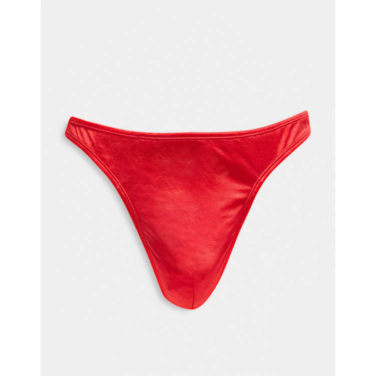 ASOS DESIGN microfiber thong in red