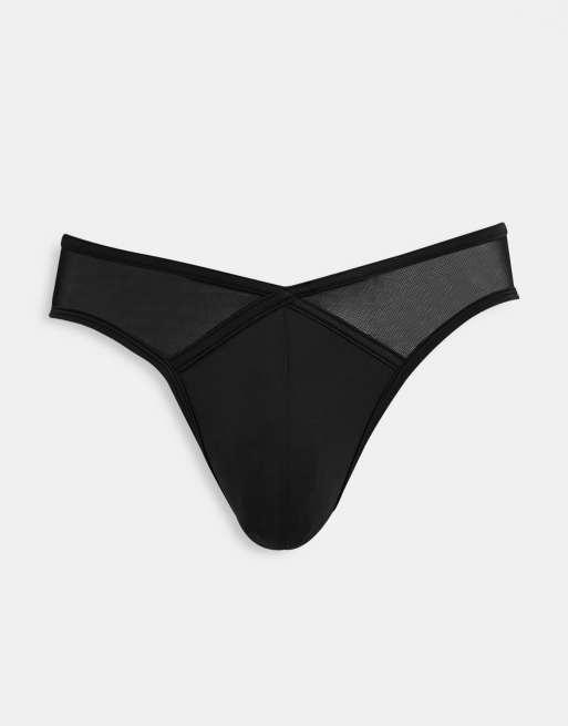 ASOS DESIGN microfibre brief with crossover detail in mesh