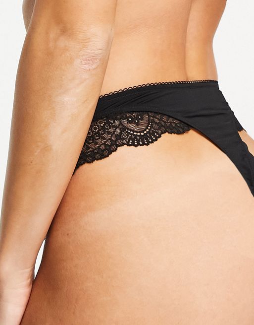 Black Lace High Waisted Thong, Lingerie