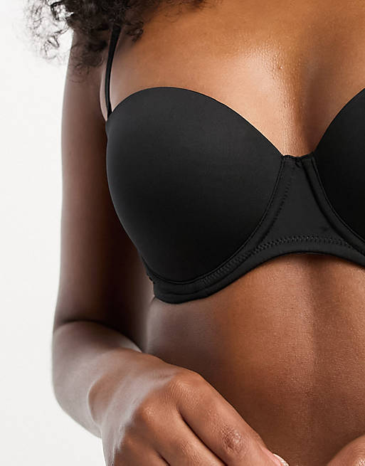 ASOS DESIGN microfibre moulded multiway strapless bra in black