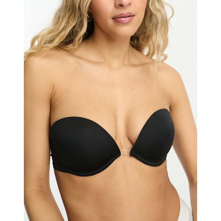 ASOS DESIGN microfibre moulded multiway strapless bra in brown