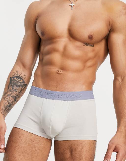ASOS DESIGN microfibre short trunk with essentials branding in grey