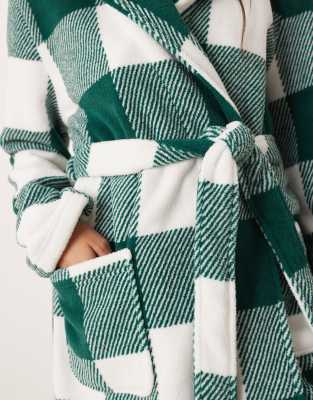 Asos Design Microfleece Mini Robe In Green