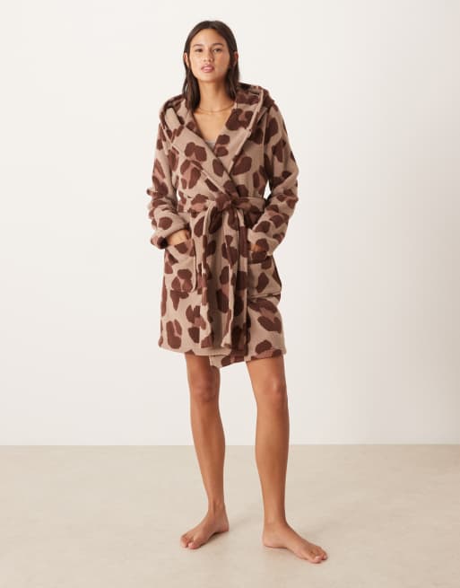 ASOS DESIGN microfleece mini robe in leopard print | ASOS