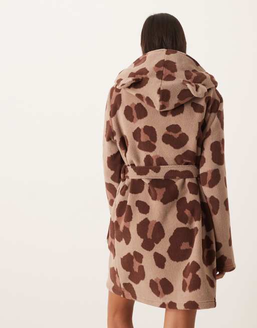 ASOS DESIGN microfleece mini robe in leopard print | ASOS