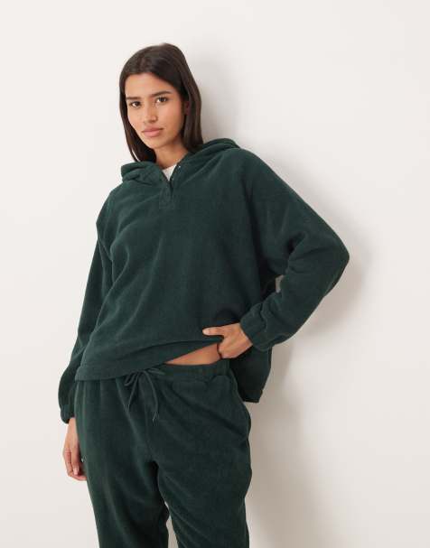 ASOS DESIGN microfleece oversized hoodie in forest green - view 1
