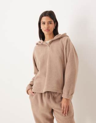 Asos Design Microfleece Oversized Hoodie In Brown