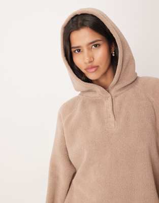 Asos Design Microfleece Oversized Hoodie In Brown