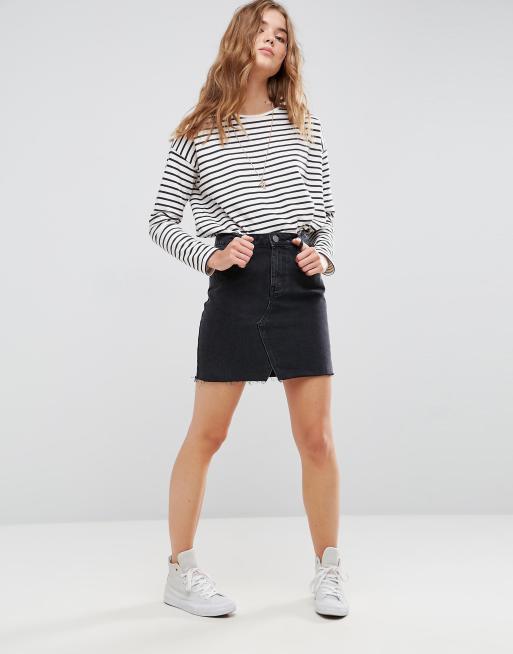 ASOS DESIGN - Microgonna di jeans nero délavé