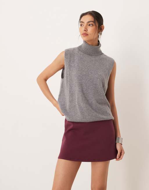 ASOS DESIGN - Microgonna pantalone in tessuto ponte color bacca in coordinato