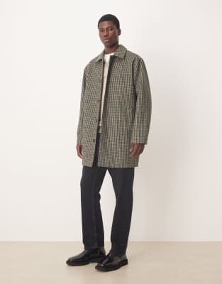 Asos Design Mid Length Car Coat In Green