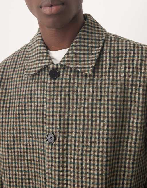 ASOS DESIGN mid length car coat in green check, 5 of 5