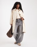 [ASOS DESIGN] ASOS DESIGN mid length car coat with quilt lining in buttermilk-Yellow XS Buttermilk