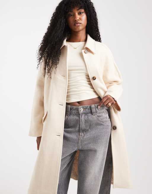 ASOS DESIGN mid length car coat with quilt lining in