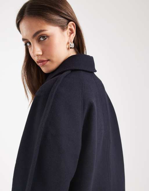 ASOS DESIGN mid length car coat with quilt lining in navy