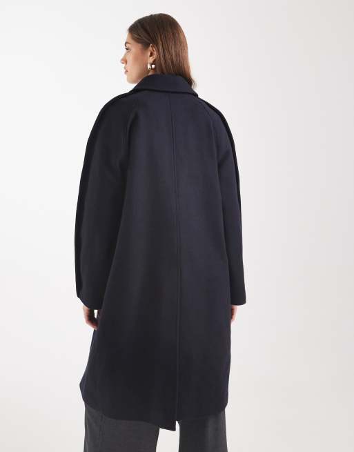 ASOS DESIGN mid length car coat with quilt lining in navy
