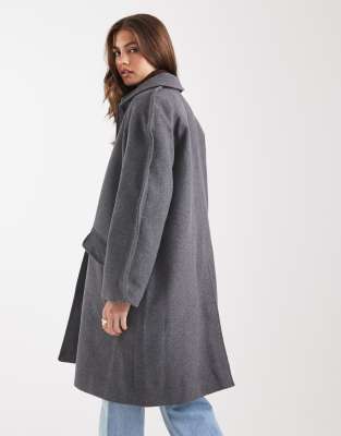 Asos Design Mid Length Car Coat With Quilted Lining In Gray