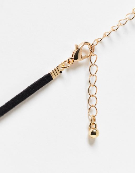 ASOS DESIGN mid length cord necklace with red puff heart, 4 of 4