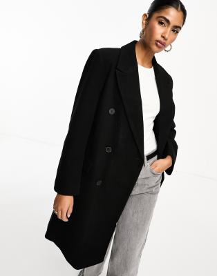 Asos Design Twill Dad Coat In Black In Black