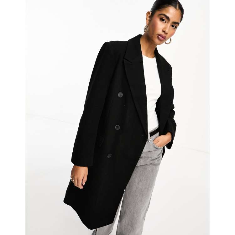 ASOS DESIGN mid length dad coat in black