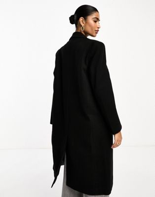 ASOS DESIGN mid length dad coat in black