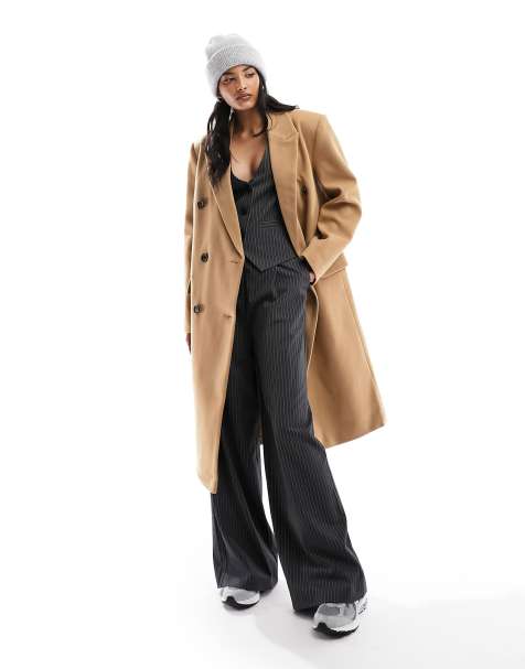 Beige Double Breasted Belt Mid-long Trench Coat Jacket Outerwear