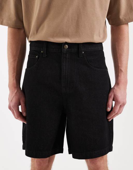 ASOS DESIGN mid length denim jorts in black, 4 of 5