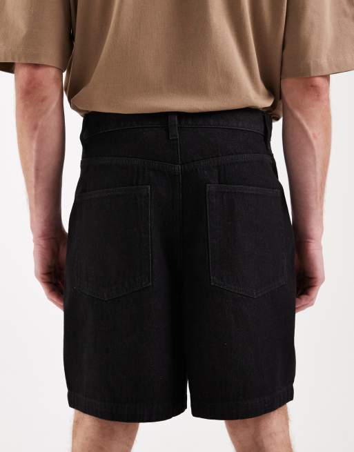 ASOS DESIGN mid length denim jorts in black, 5 of 5