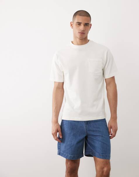 ASOS DESIGN mid length denim jorts in blue - view 1