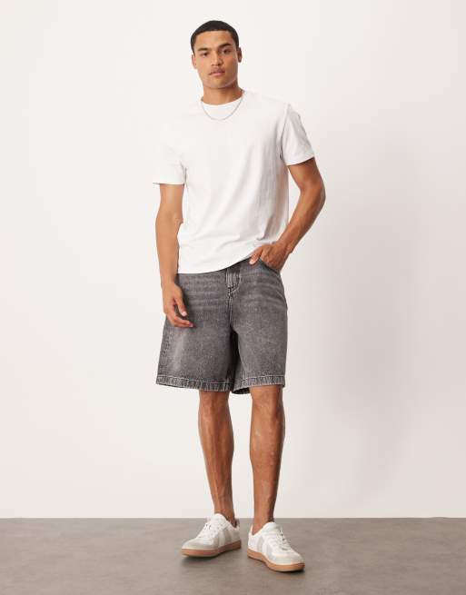 ASOS DESIGN mid length denim jort in dark grey wash