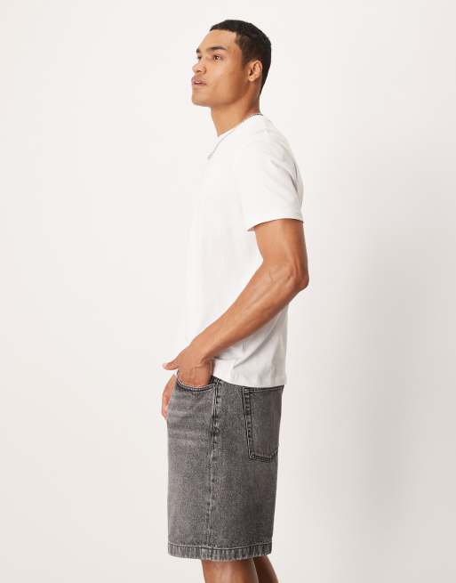 ASOS DESIGN mid length denim jort in dark grey wash