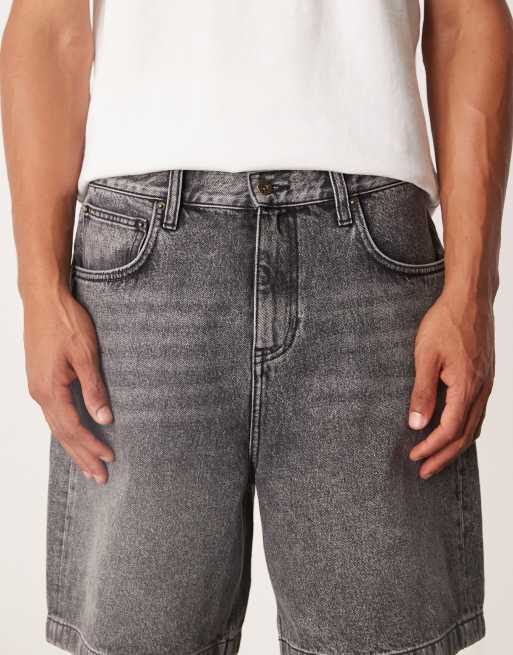 ASOS DESIGN mid length denim jort in dark grey wash