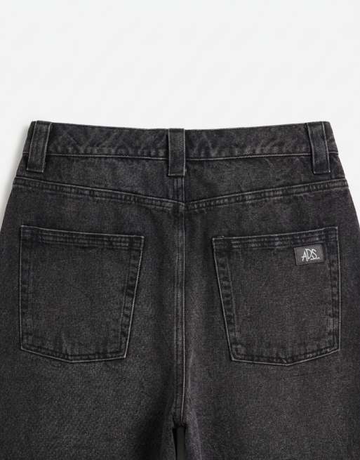 ASOS DESIGN mid length denim jorts in washed black with self tie, 9 of 9
