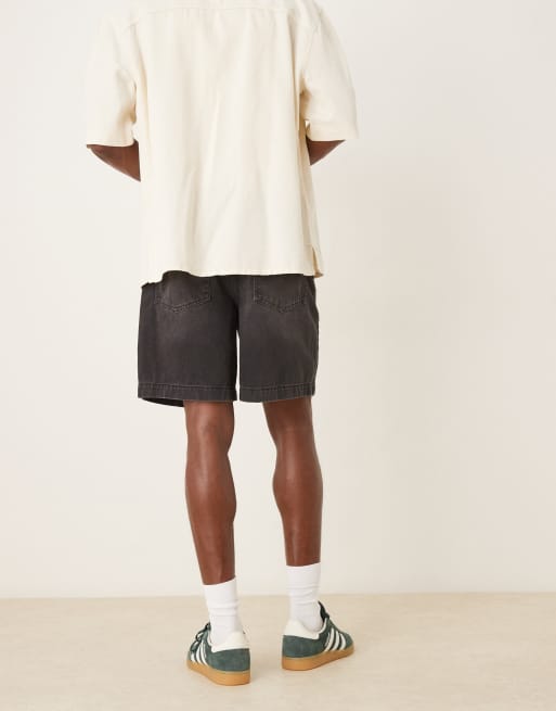 ASOS DESIGN mid length denim jorts in washed black, 2 of 5