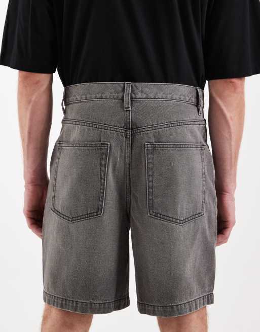 ASOS DESIGN mid length denim jorts in washed grey, 5 of 5