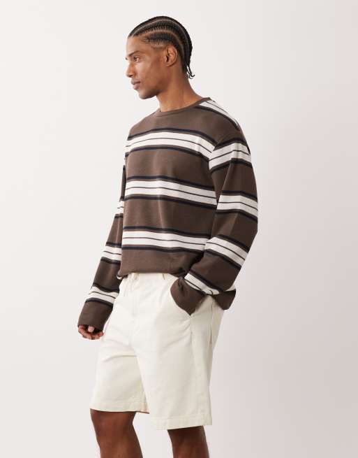ASOS DESIGN mid length jort in ecru with belt, 3 of 5