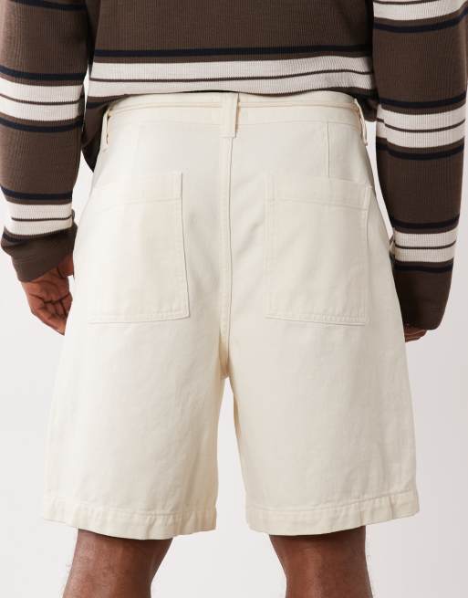 ASOS DESIGN mid length jort in ecru with belt, 4 of 5