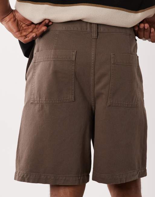 ASOS DESIGN mid length jorts in brown twill, 4 of 5