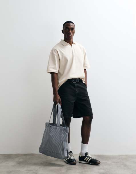 ASOS DESIGN mid length jorts in charcoal twill - view 1