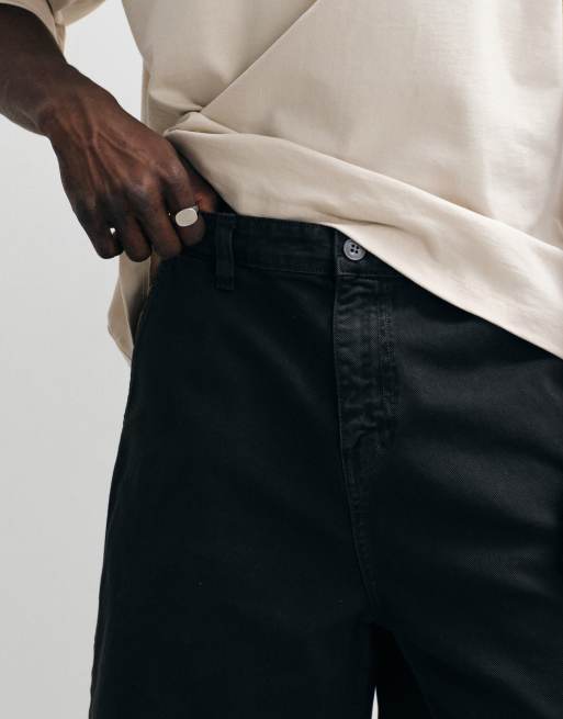 ASOS DESIGN mid length jorts in charcoal twill, 3 of 5