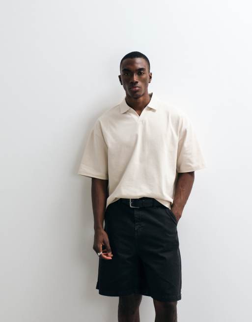 ASOS DESIGN mid length jorts in charcoal twill, 4 of 5