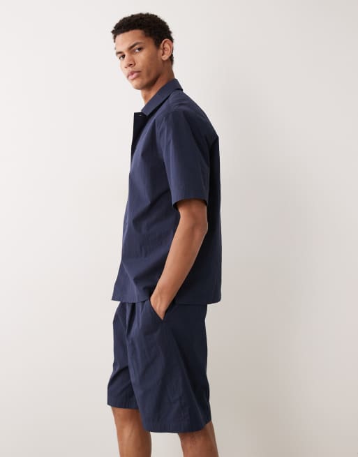ASOS DESIGN mid length jorts in navy techy fabric (part of a set), 3 of 5
